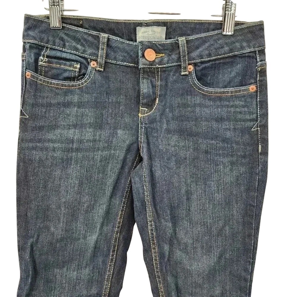 Aeropostale 1987 Bayla Skinny Dark Blue Jeans Girls‎ Youth Pants Size 0 Short - Picture 3 of 5